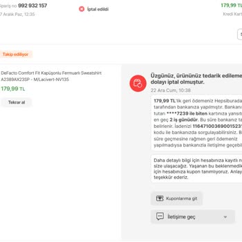 Hepsiburada Stokta Olan Ürün Temin Edilemediği İçin İptal Edildi Bahanesi!