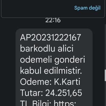 Weaccept (SMS) Adlı Alıcı Ödemeli Kargo Mesajı