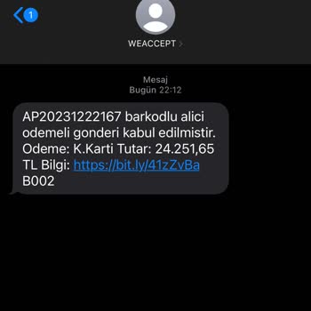Ve Accept Adı Altında PTT Kargo Mesajı