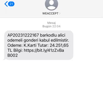 Weaccept (SMS) Tarafından Bilinmeyen Kargo İle İlgili Şikayet