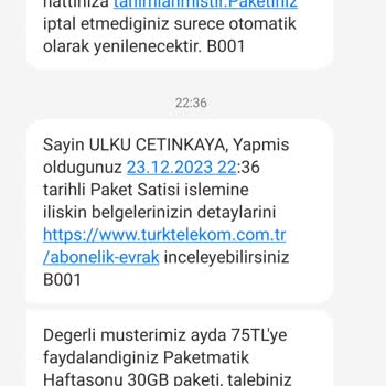 Türk Telekom Para İadesini Yapılmadı