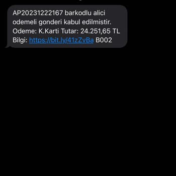 PTT Kargo W E A C C E P T Mesaj Şikayeti