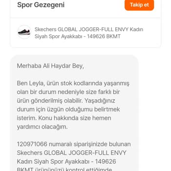 Hepsiburada/Spor Gezegeni Zam Gelen Ürünün Yanlış No'sun7 Gönderdi