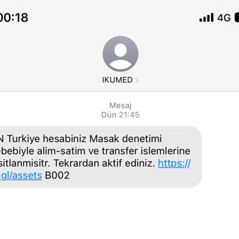 IKUMED-BİLGİ (SMS) Alakasız Mesaj