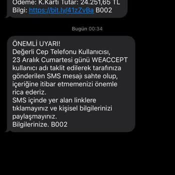 PTT Kargo W E A C C E P T Spam Mesajı