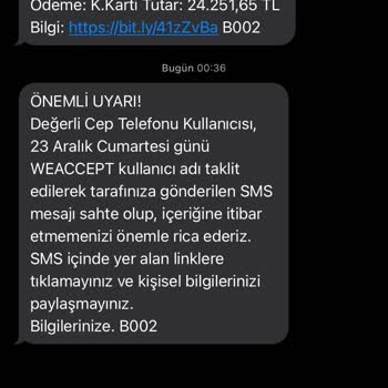 PTT Kargo W E A C C E P T Spam Mesajı