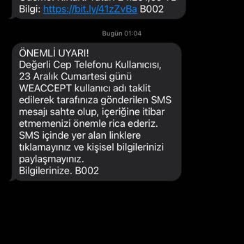 PTT Kargo Weaccept İlgim Dahilinde Olmayan SMS