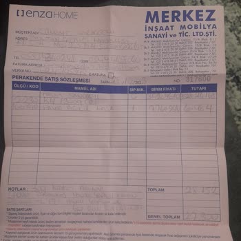 Enza Home Kusurlu Ürün Gönderildi