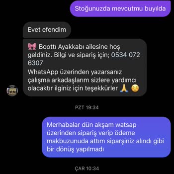 Instagram Bootti Ayakkabı Ödeme Aldıktan Sonra Geri Dönüş Yapmıyor