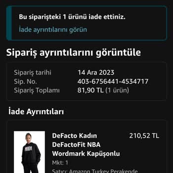 Amazon.com.tr İşlemsiz Ürün İadesi