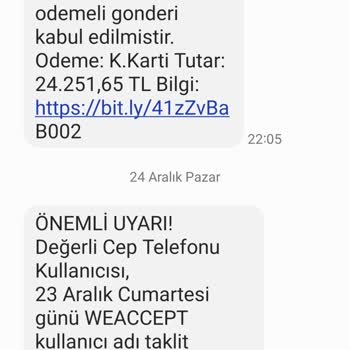 PTT Kargodan Weaccept Spam Mesajı