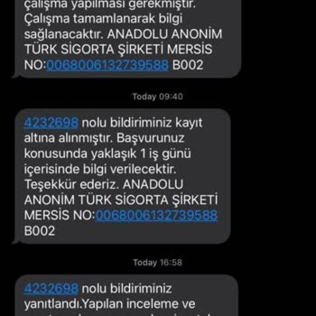 Anadolu Sigorta Pert Ettiği Aracımı