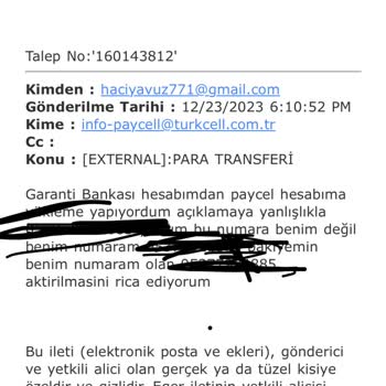 Paycell Paramı Geri İade Etmiyor