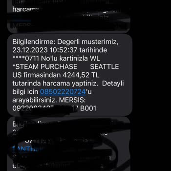 Steam Purchase Seattle Us Firmasından Bilgim Dışı Alışveriş Harcaması