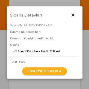 Saka Su Mağduriyet. 2 Günde Sipariş Getirilmiyor.