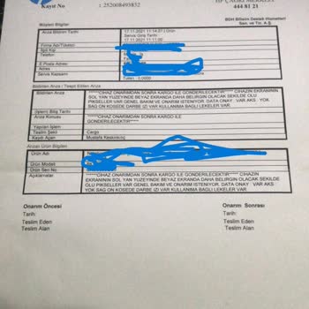 HP Bilgisayar Ve BDH Bilişim HP Pavillon Bilgisayarıma Hasar Verdi