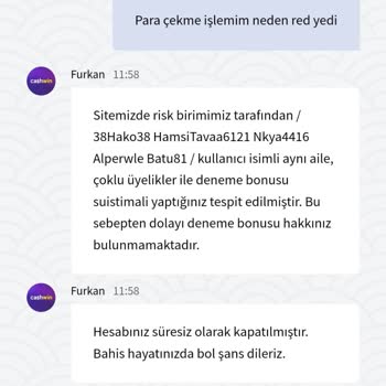 Cashwin Deneme Bonusu Verip Hesabı Kapattı