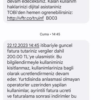 Vodafone Usulsüz Fazladan Fatura Kesiyor