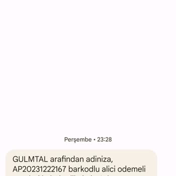 PTT Kargo Gulmtal Tarafından Adınıza AP20231222167