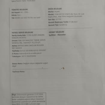 Arçelik'ten Kusurlu Buzdolabı Ve Değişim Sorunu