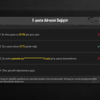 PUBG (Pubgmobile.com) Bağlı E-posta Adresini Silemiyorum