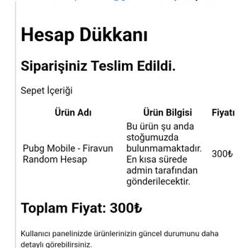 Hesapdukkani.com Firavunun Garanti Ve 20 Üstü Destansı Garanti Random 300TL