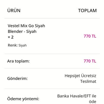 Alvina Mutfak Vestel GO Mix Siyah Blender