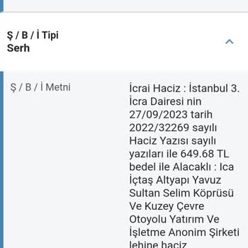 Ica (3. Boğaz Köprüsü Otoyolu) Köprü Cezası Ve Tapu Şerhi İşlemleriyle İlgili Şikayet