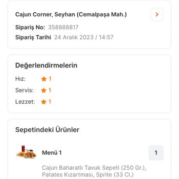 Cajun Corner Soğuk Yemek Ve Geç Teslimat Hayal Kırıklığı
