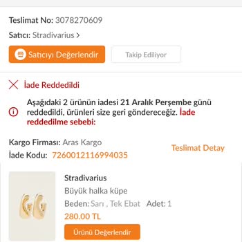 Stradivarius Trendyol Ürünlerimin İade Edilmemesi