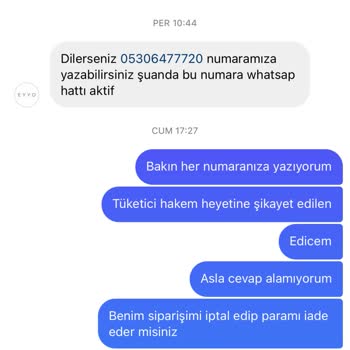 Eyyo Müşteri Hizmetlerinin Dönmemesi