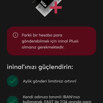 İninal Kart Başka İninal Hesaplarına Para Gönderemiyorum