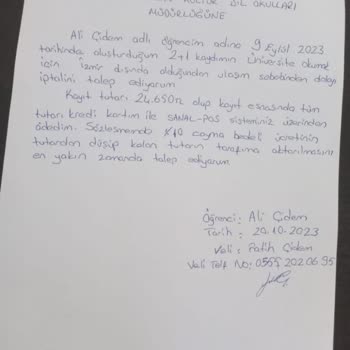 Amerikan Kültür Yabancı Dil Kursları Hizmet Almadığım Üründen İade Talebi