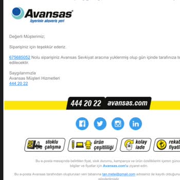Avansas İstanbul İçi Siparişi Bir Aydır Teslim Etmedi