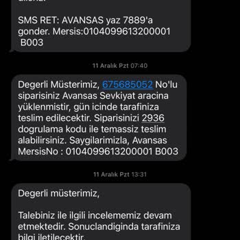 Avansas İstanbul İçi Siparişi Bir Aydır Teslim Etmedi