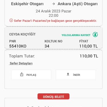 Vezirköprü Dilek Seyahat Eskişehir-Ankara Otobüs Seferi İle İlgili Yaşanan Mağduriyet