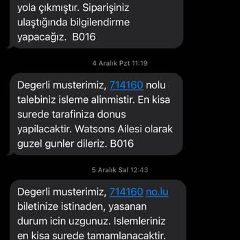 Watsons Online Alışveriş Mağduriyeti