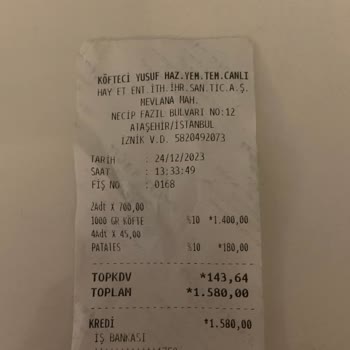 Köfteci Yusuf Köfte Restoranında Fiyatlandırma Şikayeti