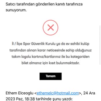 Banabilet.com Fenerbahçe Galatasaray Maçı Bileti Mağduriyet