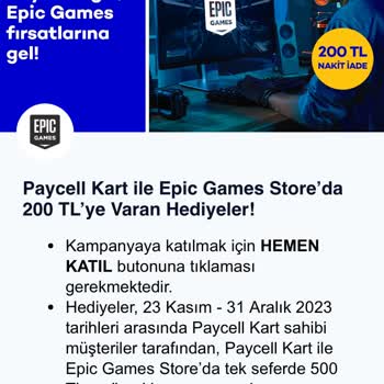 Paycell Epic Games Alışverişi Geri Ödeme