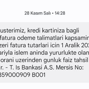 İş Bankası 500TL Ve Üzerinde Otomatik Fatura Ödeme Talimatı Kesintisi