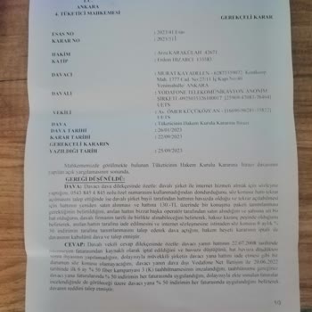 Vodafone Pay Ödeme Aksaklığı Ve Vodafone'un Haksız Kazanç Talebi