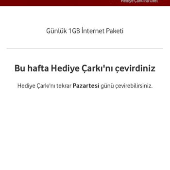 Vodafone Hediye Çarkı Hediye GB Sıkıntısı