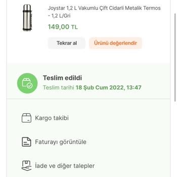 Hepsiburada Joystar 1.2 Şt Termos Kapağı