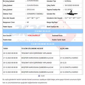 Aras Kargo Kargomu Göndermeye Bana Sormadan İade Sürecine Sokmuş