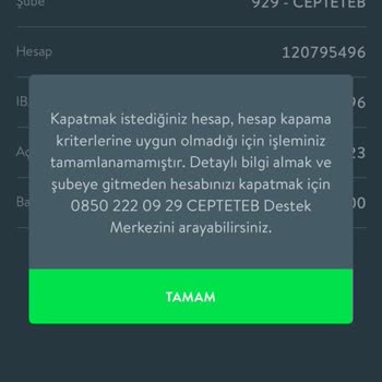 TEB Hesabımın Kapatılmasına Müsaade Etmiyor!