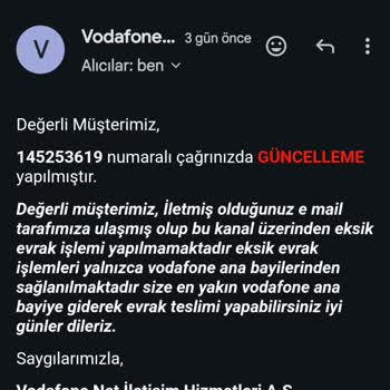 Vodafone Net Vodafone İstediği Evrakı Kabul Etmiyor