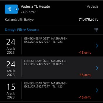 Yapı Kredi Bankası Bilgim Dışında Hesap Özeti Kesinti Ücreti Yaptı