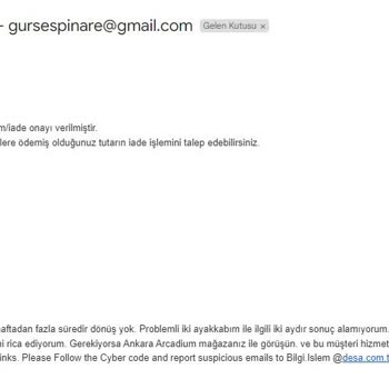 Desa- İncelemeye Yollanan Ürünlerin Müşteriye Sorulmadan İmhası