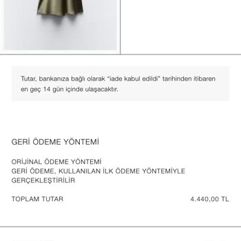 Zara İademi Eksik Yatırdı